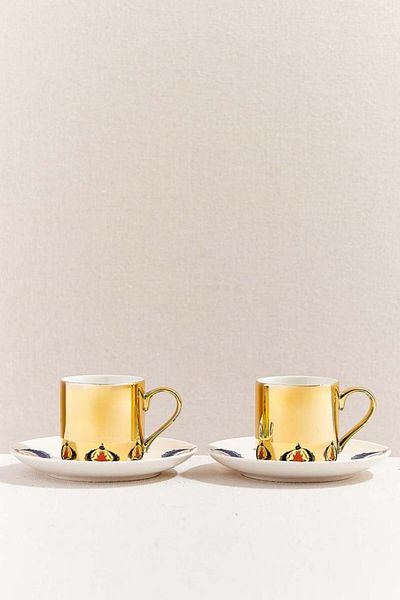 Paşabahçe Gold Iznik Tulip Porcelain Cup Set of 2