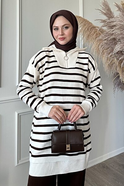 InStyle Σετ πλεκτό ριγέ λαιμόκοψη Bitter Brown