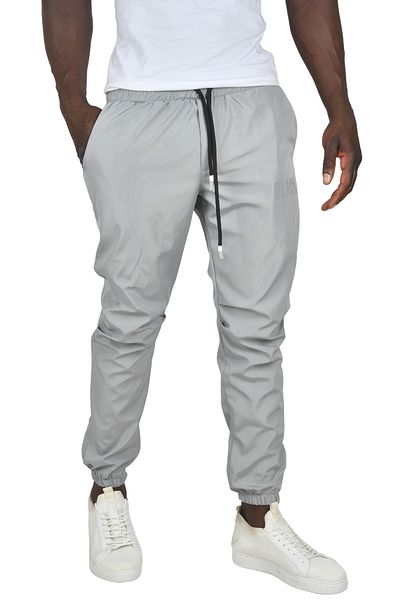 Rizz up Men's Gray Jogger Pants Waterproof Windproof Parachute Fabric Trousers 2500324