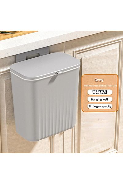 Choice Grey 9l Wall Mounted Trash Can Household Waste Bin Hanging Bathroom Trash Can With Lid Food Garbage