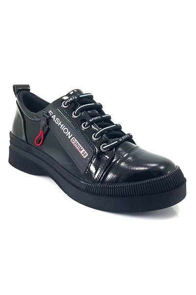 ALBİNİ Pantofi casual - Piele lacuita neagra sifonata 10061 22ka