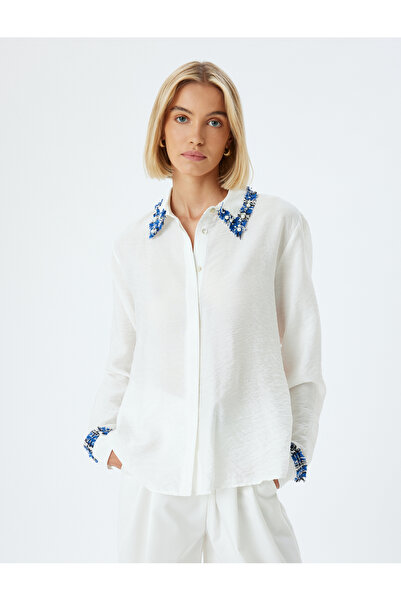 Koton Μακρυμάνικο πουκάμισο βισκόζης με αντίθεση χρώματος