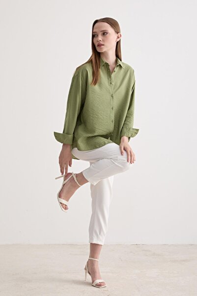 LEVURE Πράσινο Χακί πουκάμισο