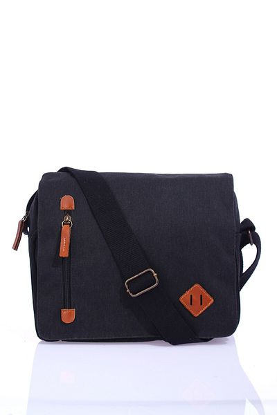 Fiyaka GK61 Canvas Messenger Bag - Multi-Compartment, Universite Shoulder Bag, MacBook Tablet Bag, Black
