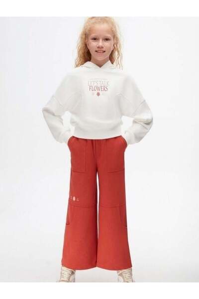 Zekids Κοριτσίστικο βαμβακερό ελαστικό στη μέση φαρδύ παντελόνι με λεπτομέρει...