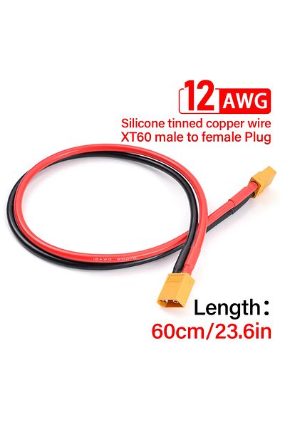 Choice 60cm Xt60 Female Plug To Xt60 Male Plug Adapter Connector With 400mm 12awg Silicone Wire For Airplan