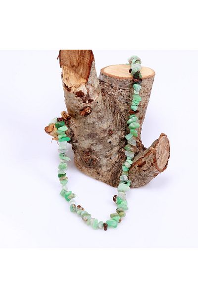 Taş Sandığı Chrysoprase Stone Unshaped Necklace