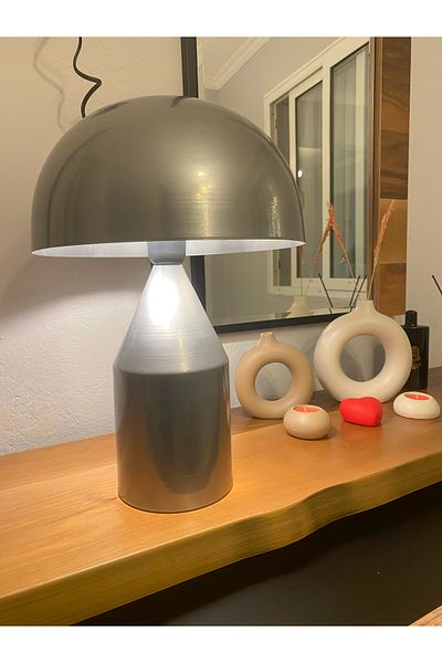 Modavize Mushroom Modern Design Design Wired Gray Color Metal Hat Lampshade Night Light Table Lamp