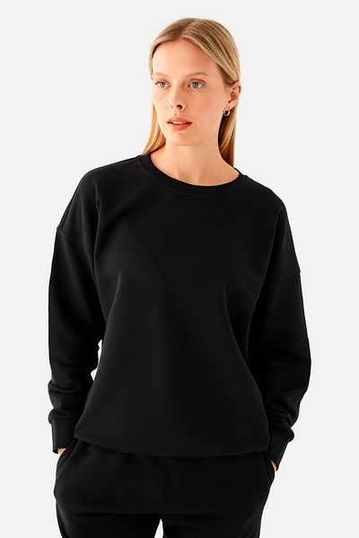 Superstacy Nina Cotton Basic Black Sweatshirt