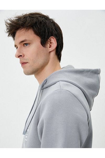 Koton Slogan Printed Raster Hoodie με κουκούλα και λεπτομέρεια τσέπης καγκουρό