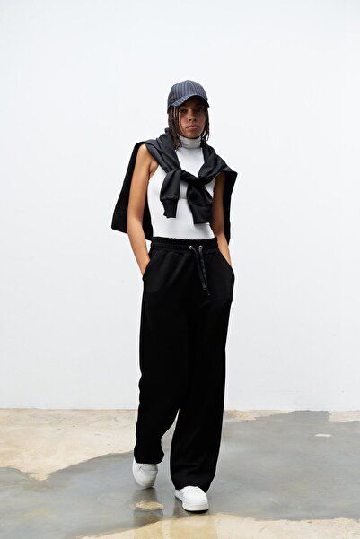 Basicpark Black Women's Waist Adjustable Comfortable Fit Modal Trousers