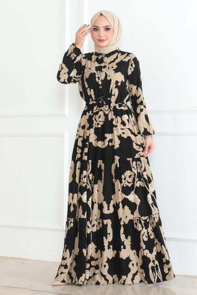 SGS Μαύρο φόρεμα Hijab με σχέδιο Mina