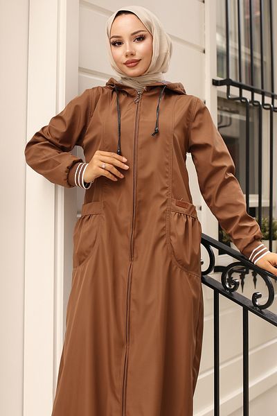 benguen 1256-1 Tan Seasonal Trench Coat - Με λεπτομέρεια τσέπης