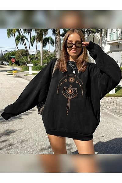 Moda Glo Φούτερ Unisex Oversize με στάμπα Copper Scales - Long Blackbounds