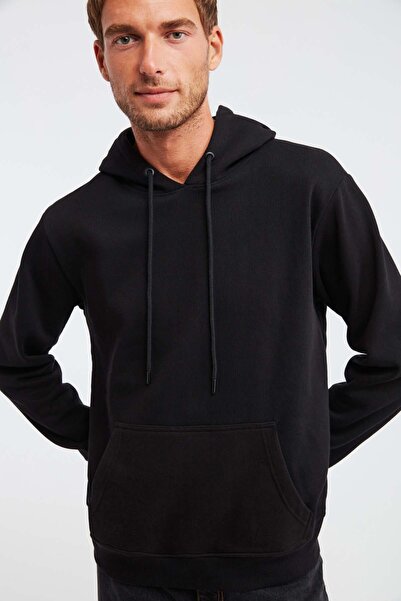 GRIMELANGE Ανδρικό Jorge - Μαλακό φούτερ με κουκούλα, οργανικό βαμβάκι καγκουρό μαύρο