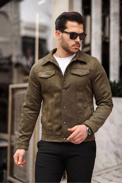 Booss Milano Green Men's Suede Coat - Spring