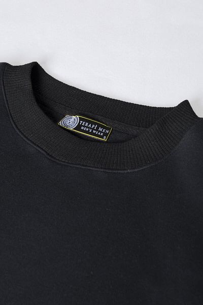 Moda Glo Φούτερ Unisex Μαύρο Veaven με στάμπα μεγάλου μεγέθους με δύο κλωστές με λαιμόκοψη