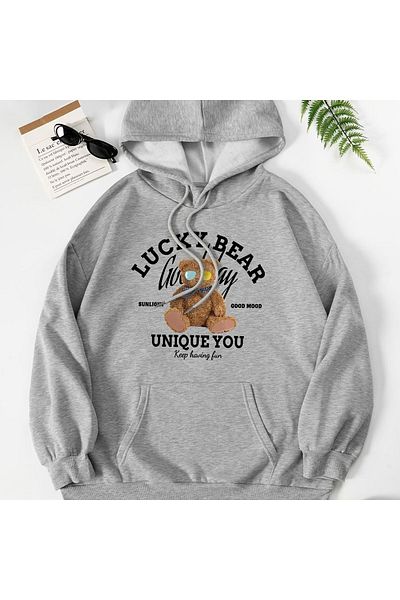 Moda Glo Hanorac scris unisex Lucky Bear
