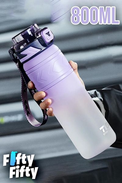 Vagonlife Tkk 800 ml - Double Color Softtouch Tritan Water Bottle with Straw, Bpa Free and Carrying Strap