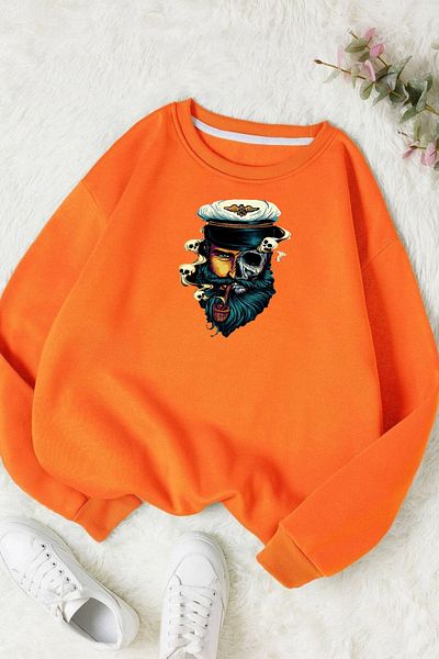 Moda Glo Hanorac unisex din bumbac cu imprimeu Captain