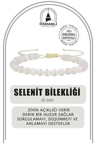 OSMANLI DOĞAL TAŞ 6mm Selenite Ladder Closure Natural Stone Bracelet
