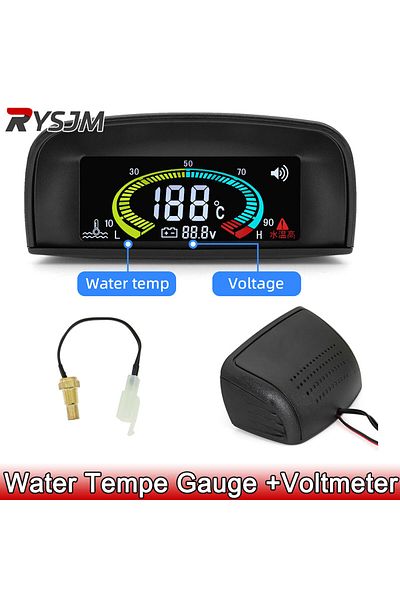 Choice ﻿ 12v 24v Car Truck Water Temperature Gauge + Voltmeter Water Temp Sensor 10mm Voltage Gauge with...