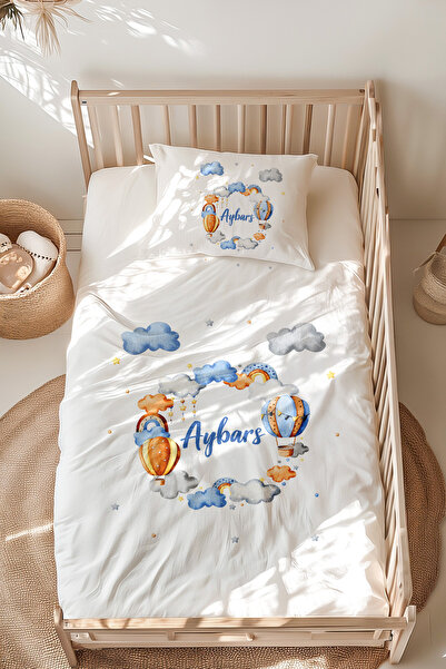 Lilabio %100 Pamuk Isme Özel Isimli Montessori Yatak Nevresim Takımı (100X200...