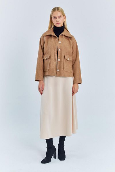 Mixray 4410 Femei - Palton scurt Camel Houndstooth