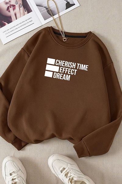 Moda Glo Βαμβακερό φούτερ Unisex Cherish Time Crew Neck