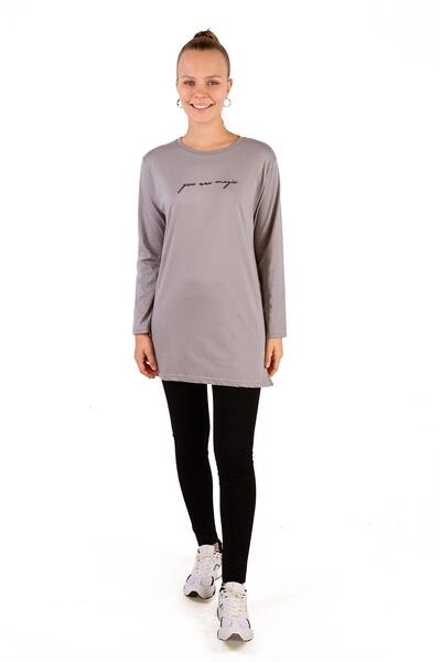 Rays 3158 Model - You Are Magic Printed Gray Long Sleeve T-Shirt