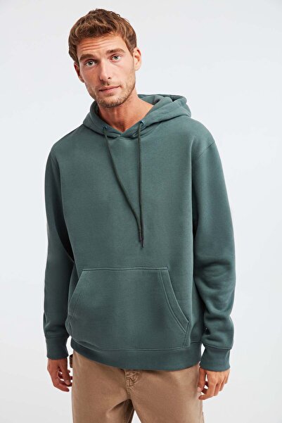 GRIMELANGE Ανδρικά Jorge - Μαλακή κουκούλα, Φούτερ από οργανικό βαμβάκι καγκουρό πράσινο