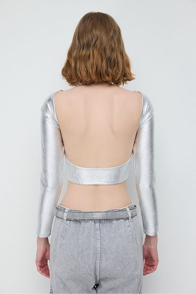 No Matter What Shiny Backless Basic Top in Turkish Fabric
