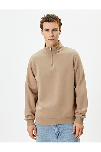 Koton Φούτερ με μισό φερμουάρ με γιακά με μακρυμάνικο ριμπ