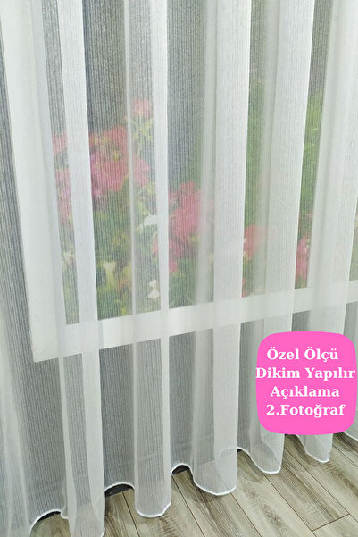 Perde Pendik Luxury Canadian Tulle Curtain Striped Gramaged Does Not Want Iron Non-Wrinkle Tight Pleat (Width X Length)