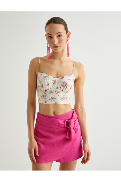 Koton X Melis Ağazat - Floral Patterned Crop Tank Top