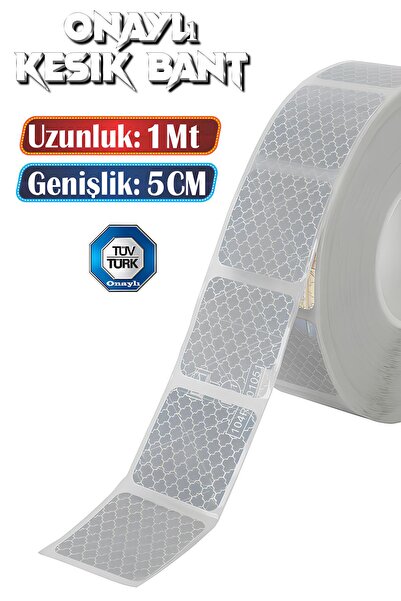 Badem10 Tüvtürk Onaylı 1 Metre Beyaz Parçalı Reflektörlü Reflektif Fosforlu Ş...