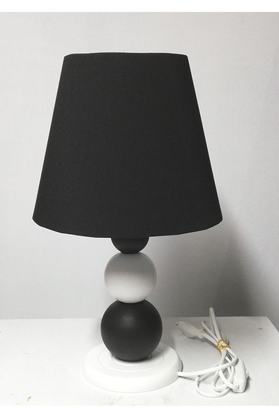 TEKAY AYDINLATMA Black Wooden Leg Bedroom Living Room Lampshade