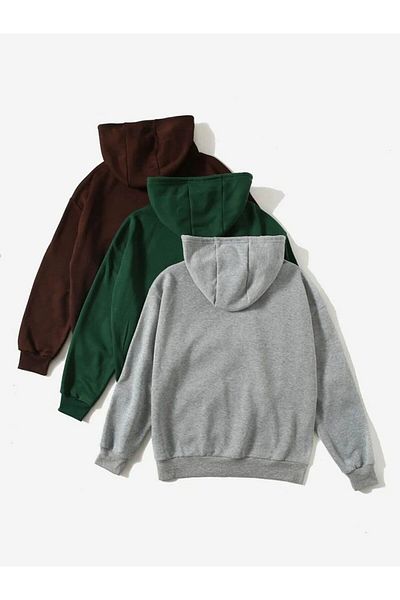 Moda Glo Комплект от 3 суитшърта с качулка и качулка тип „унисекс“ – обикновен без щампи