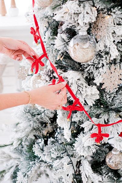 Partifabrik Gold Bell Bow - Chain Model Christmas Ornament 100cm, New Year's Rack Ribbon Tree Wall