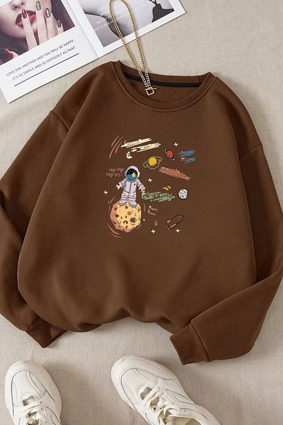 Moda Glo Βαμβακερό φούτερ Unisex Astronaut Crew Neck