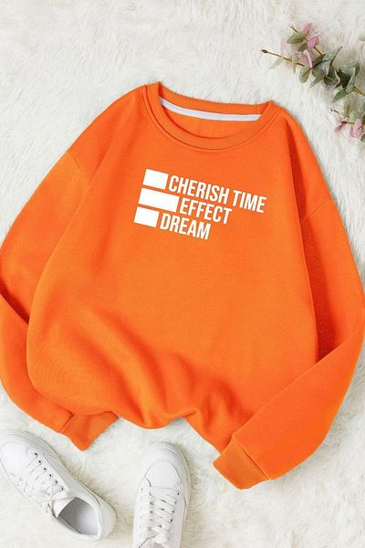 Moda Glo Hanorac unisex Cherish Time cu guler rotund din bumbac