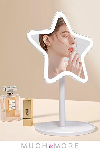 Much and More Yıldız Dokunmatik Led Işıklı Masa Üstü Makyaj Aynası Ledli (PİL...