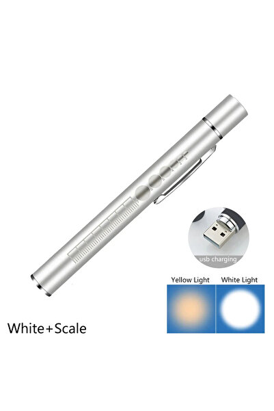 Choice1 silvery USB Rechargeable Medical Handy Pen Light Mini Nursing Flashli...