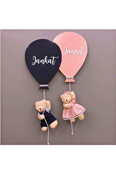 MİSHE TASARIM Mishe Tasarım Ahşap Kişiye Özel Tasarım Balonlu Ikizler Çocuk O...