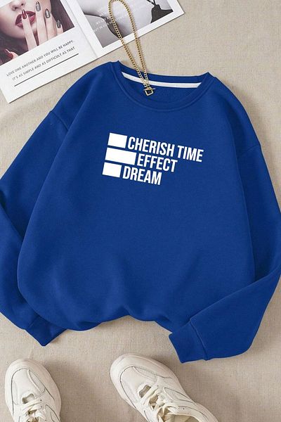 Moda Glo Βαμβακερό φούτερ Unisex Cherish Time Crew Neck