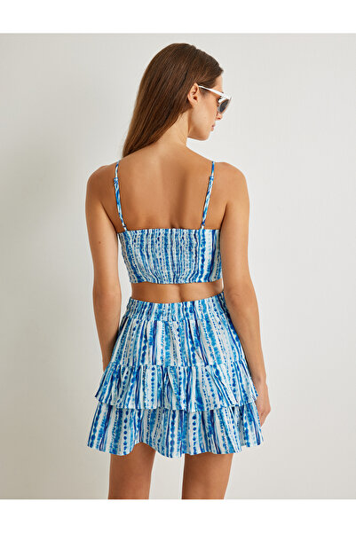 Koton X Şahika Ercümen - Cotton Bustier with Thin Straps and Tie-Dye Pattern