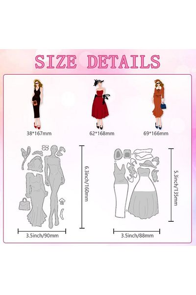 Choice Aech03-04899-2pcs 2pcs 3 Styles Retro Lady Cutting Dies Card Making Die Cut Elegant Women Carbon Ste
