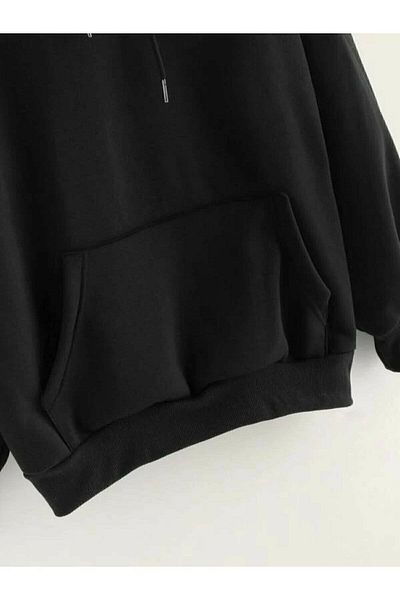 Moda Glo Blackjackwear Unisex Plain Black Hooded Sweatshirt