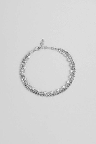 So CHIC... Luna 18 Ayar Beyaz Altın Kaplama 19 Cm Gümüş Zincir Bileklik