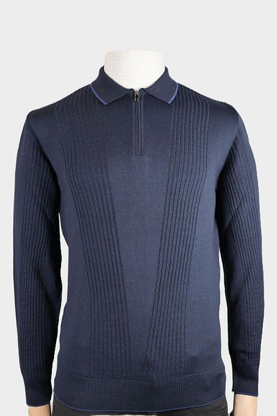 Nehir 244100607   Navy Blue Polo Collar Zippered River